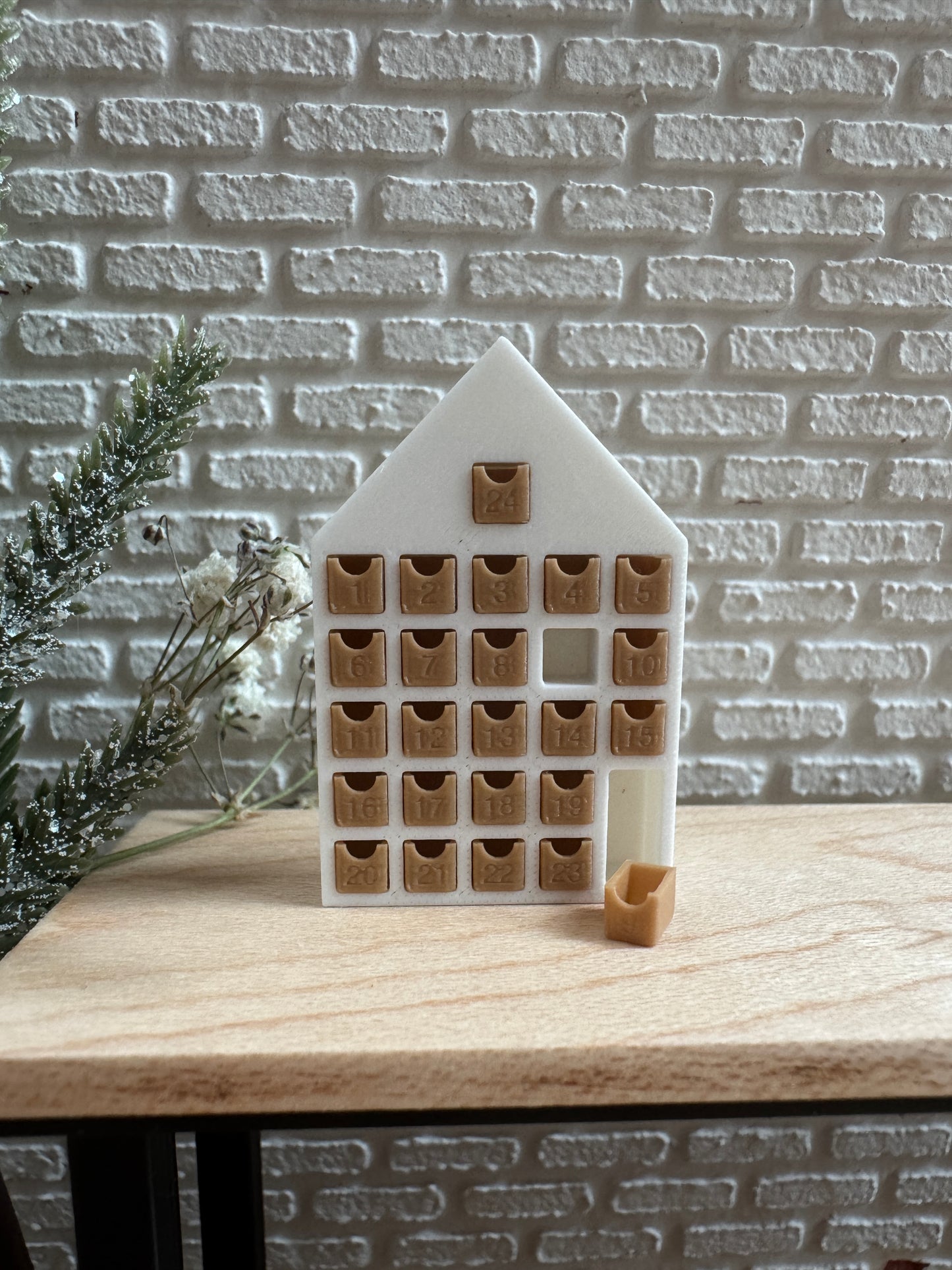 1:12 Scale Miniature Advent Calendar - Dollhouse Christmas Countdown House