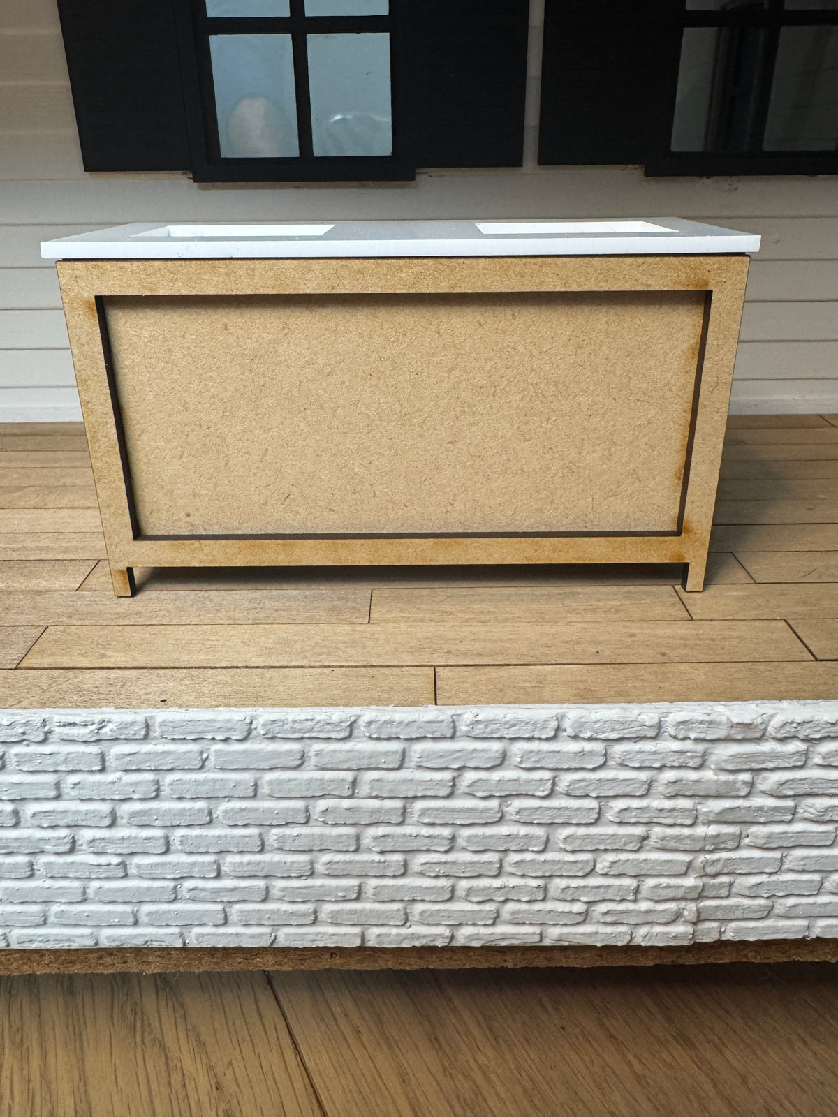 5" DIY Kit Bathroom Cabinet Miniature in 1:12 scale | Sink and Acrylic Counter