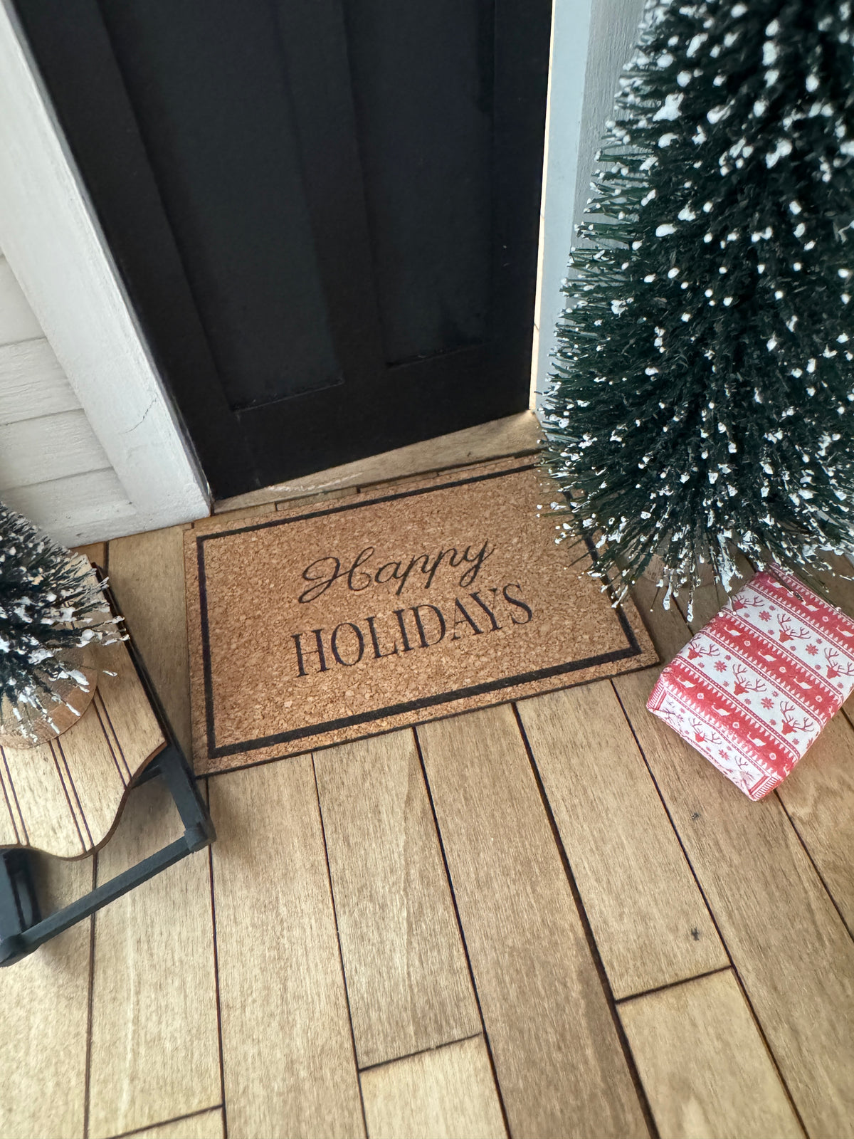 Miniature "Happy Holidays" Front Door Mat