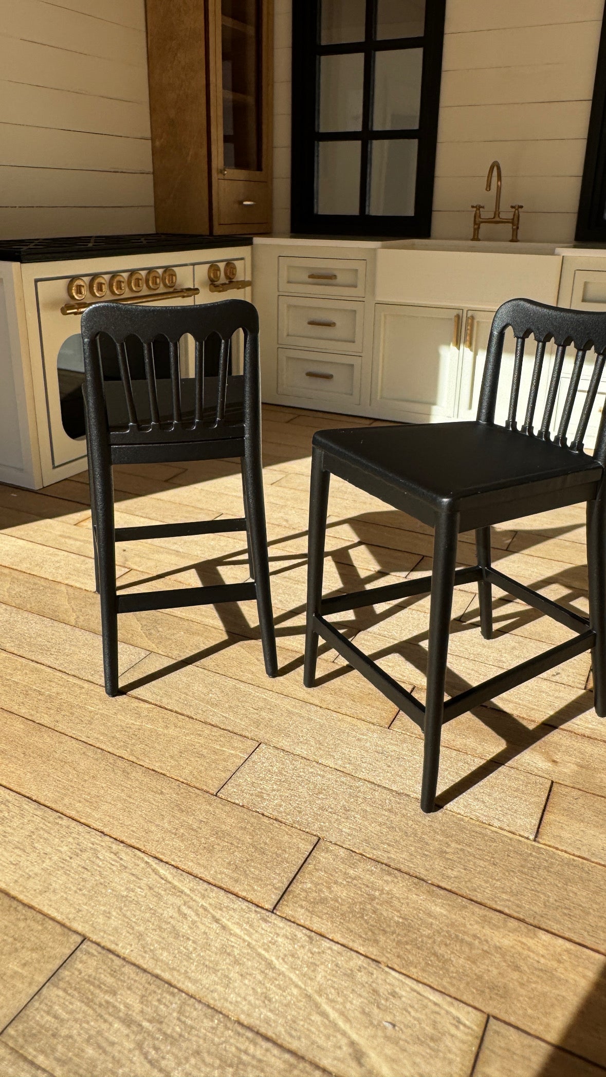 1:12 Scale Miniature Counter Stool Chairs - Dollhouse Kitchen Furniture