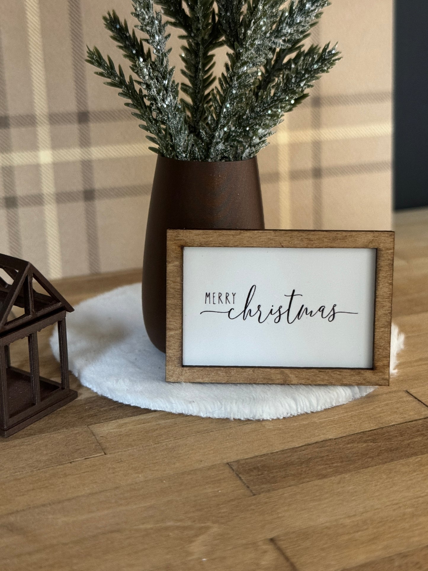 Dollhouse "Merry Christmas" Framed Farmhouse Wall Art – 1:12 Scale Miniature