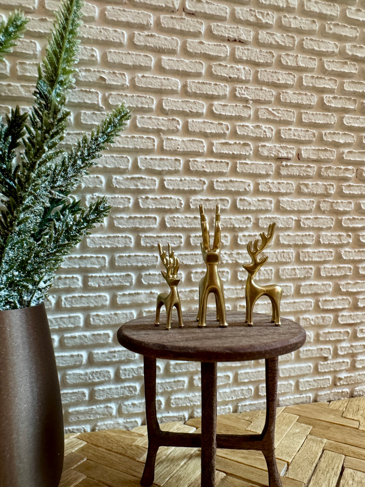 Miniature Deer Set of 3 – 1:12 Scale Dollhouse Christmas Decor