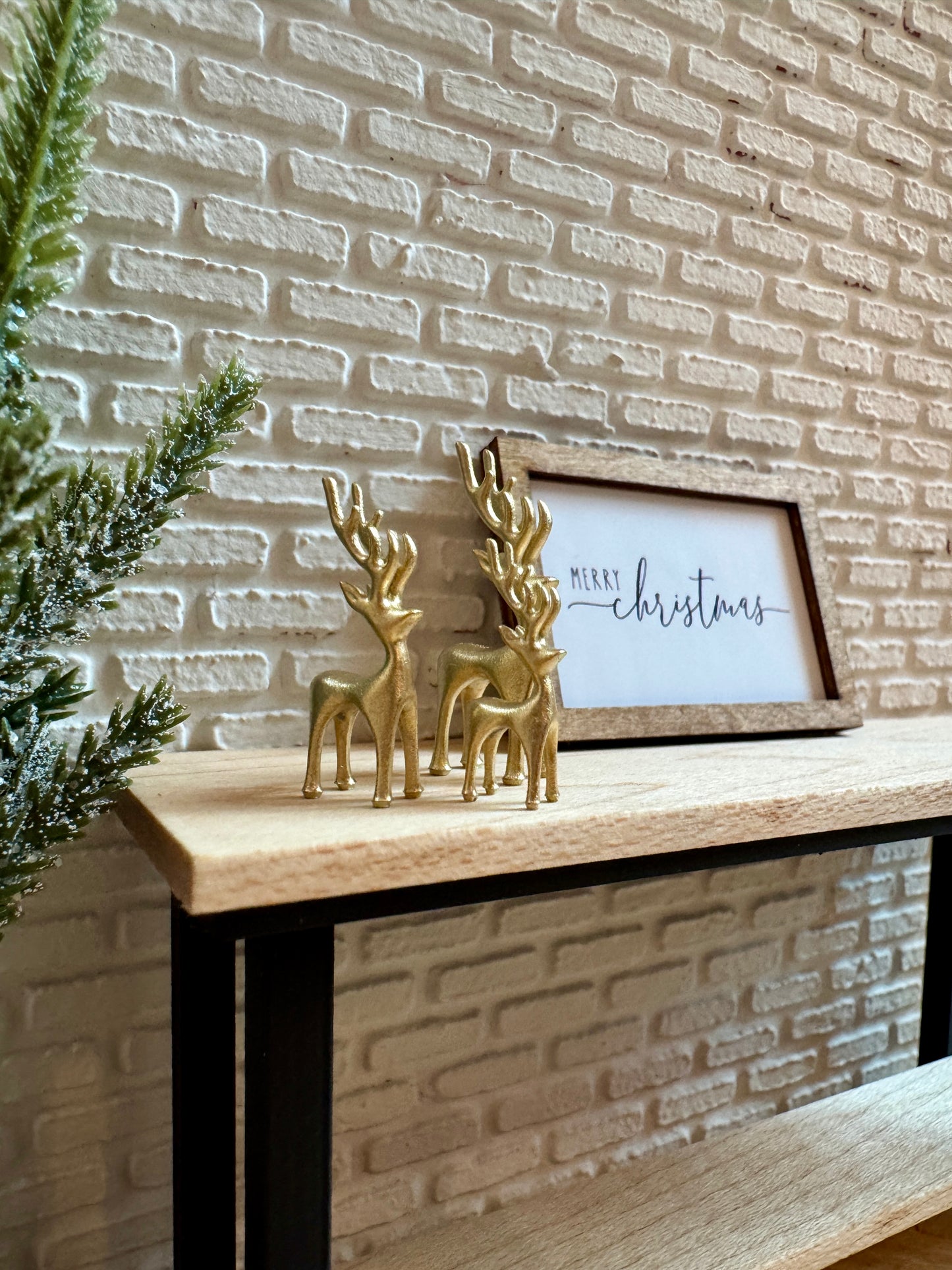 Miniature Deer Set of 3 – 1:12 Scale Dollhouse Christmas Decor