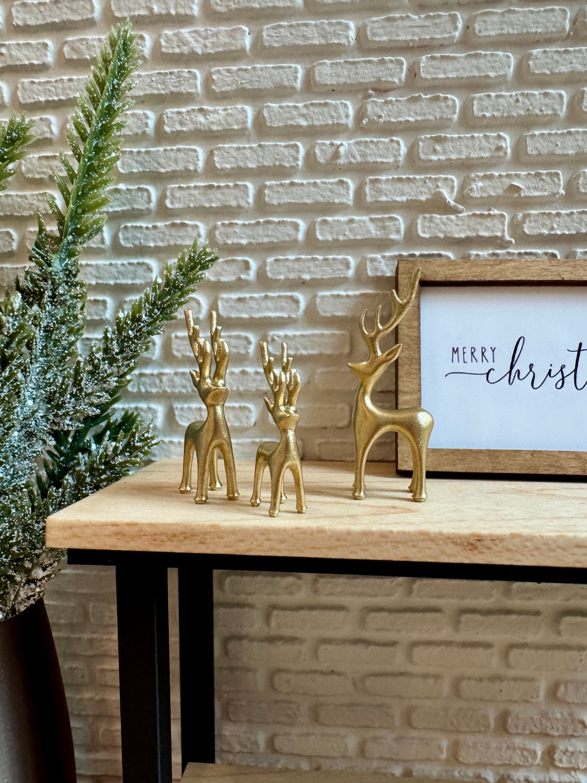 Miniature deer set of 3, alternate angle, 1:12 scale dollhouse decor