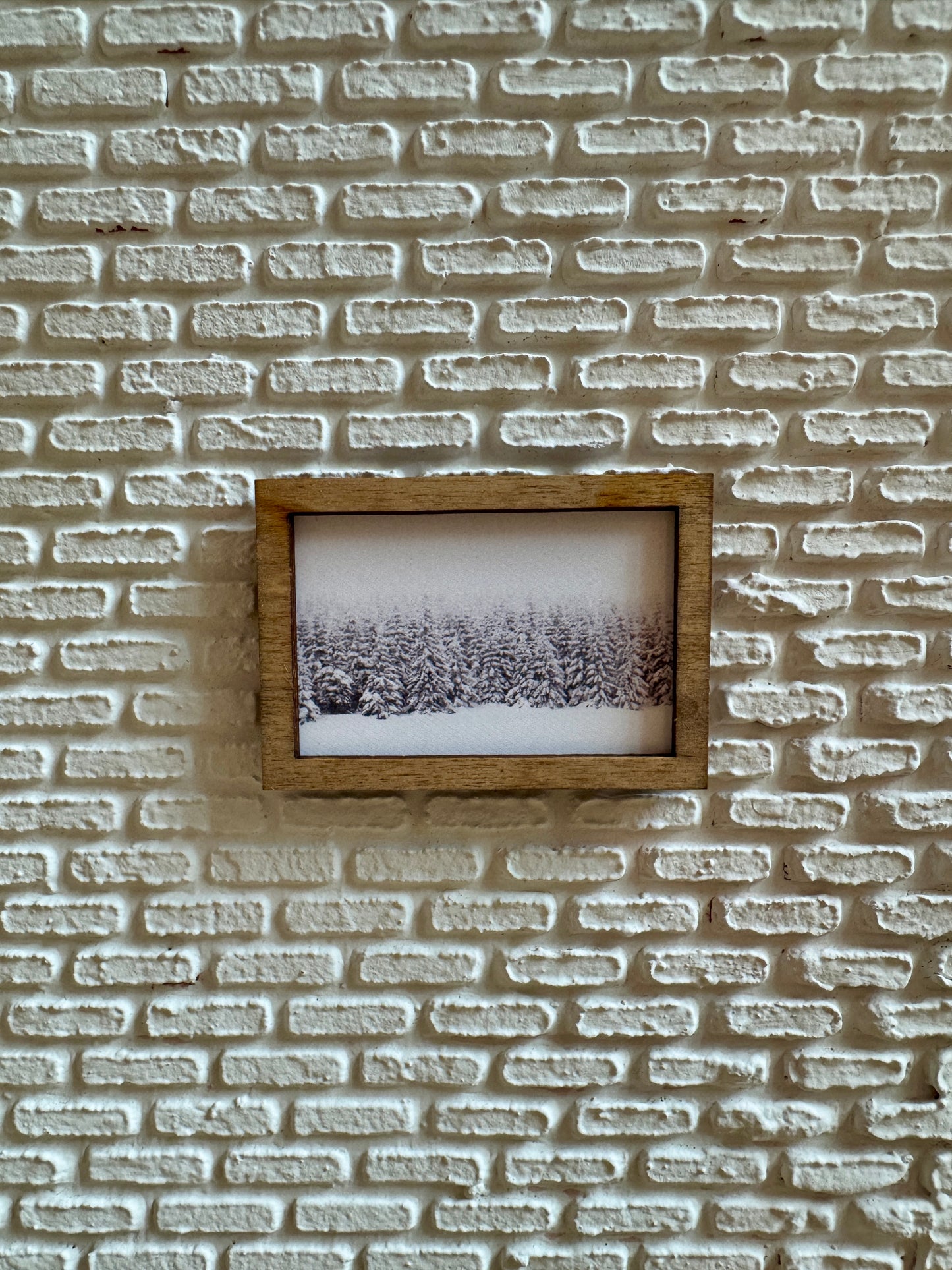 Dollhouse Snowy Winter Trees Framed Wall Art – 1:12 Scale Miniature