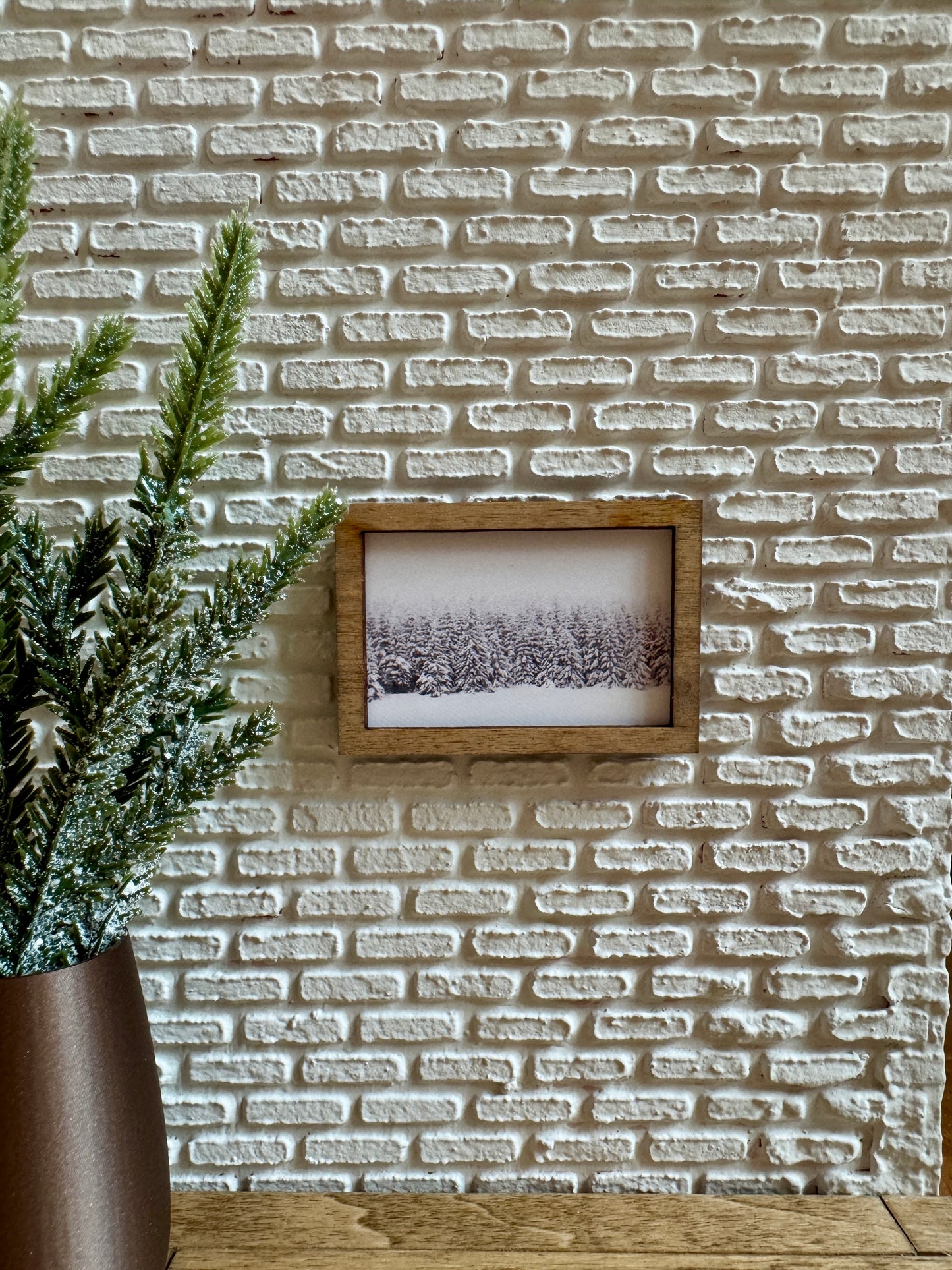 Dollhouse Snowy Winter Trees Framed Wall Art – 1:12 Scale Miniature