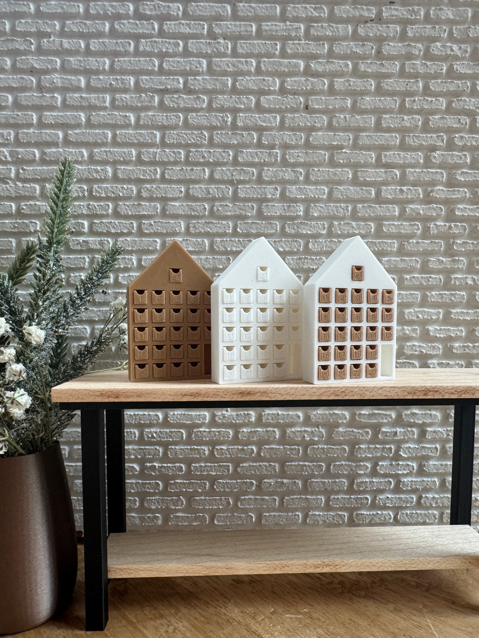 1:12 scale miniature advent calendar, dollhouse Christmas countdown house
