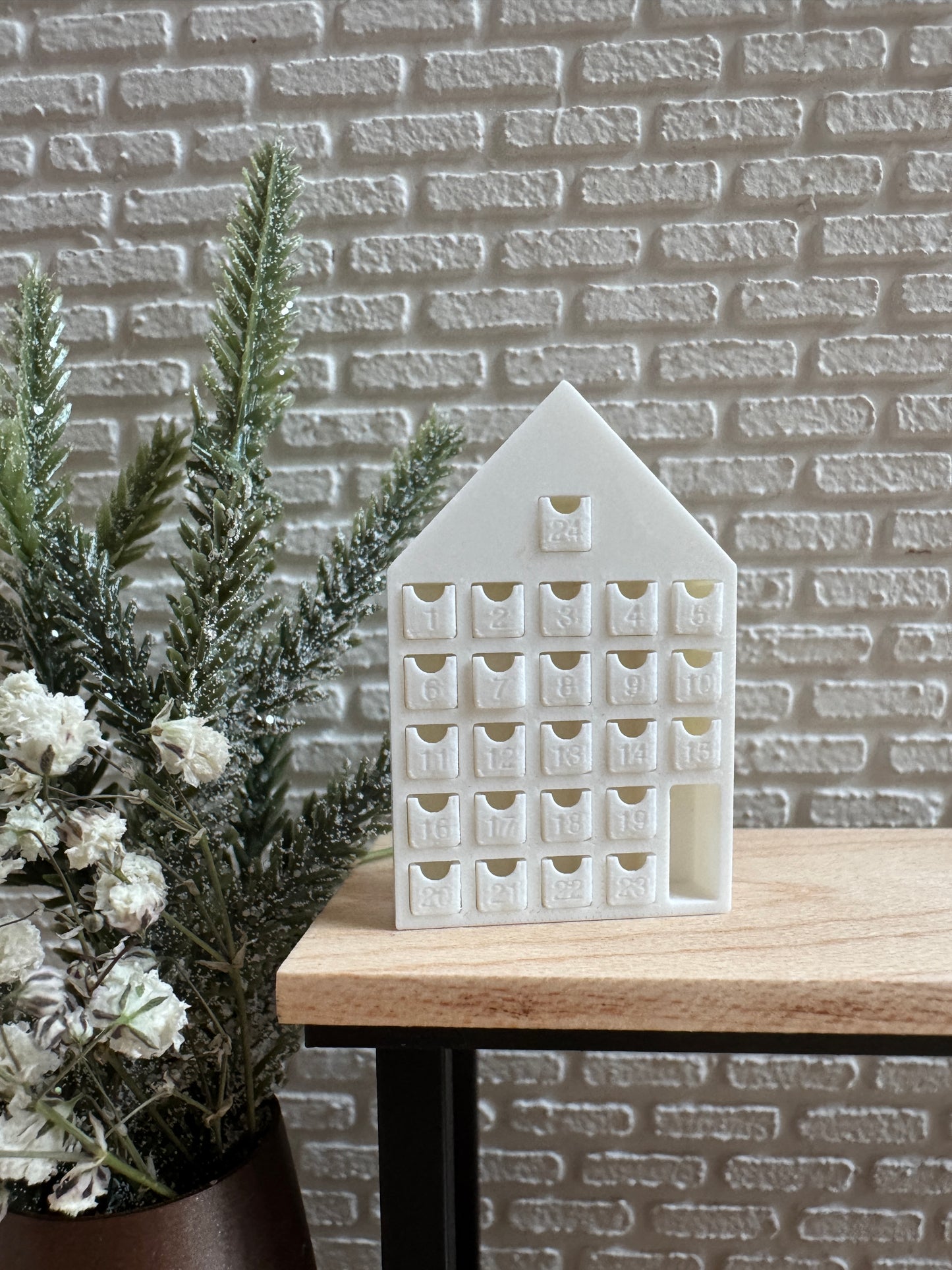 Miniature Advent Calendar House – 1:12 Scale Dollhouse Christmas Decor