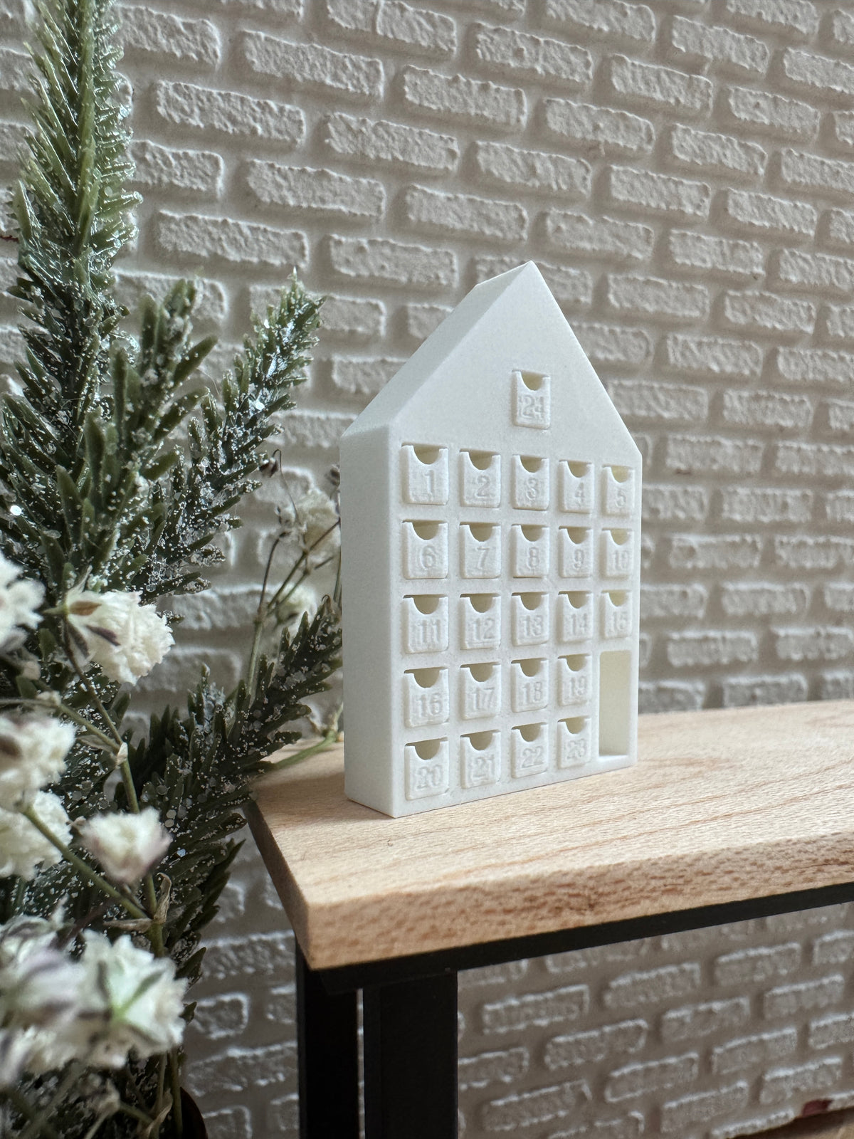 Miniature Advent Calendar House – 1:12 Scale Dollhouse Christmas Decor