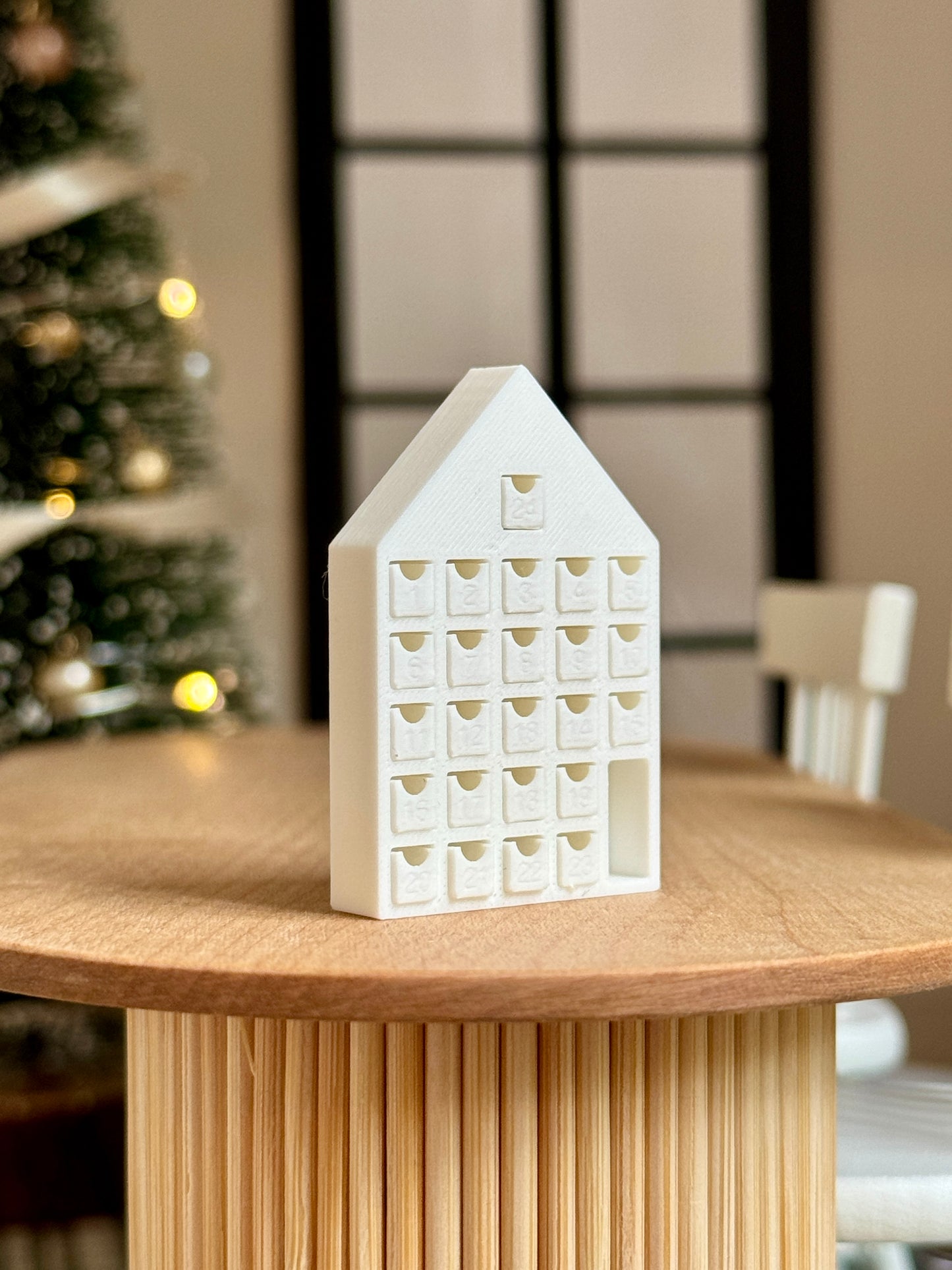 Miniature Advent Calendar House – 1:12 Scale Dollhouse Christmas Decor