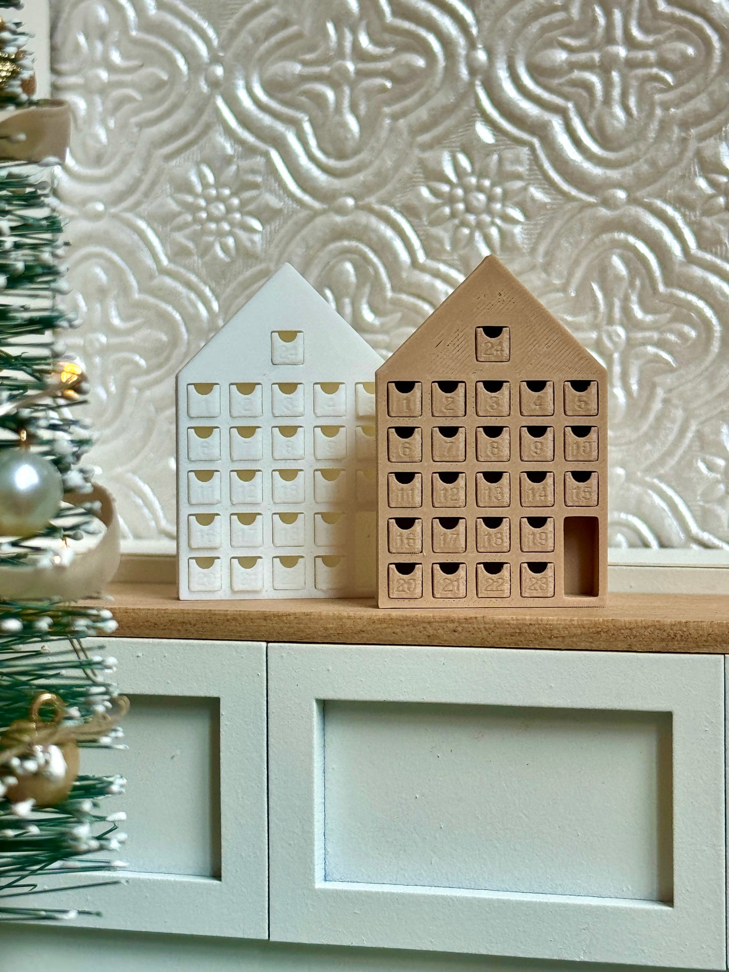 1:12 Scale Miniature Advent Calendar - Dollhouse Christmas Countdown House