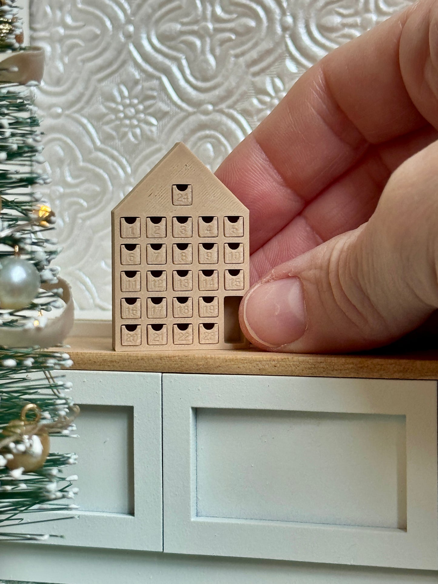 1:12 Scale Miniature Advent Calendar - Dollhouse Christmas Countdown House