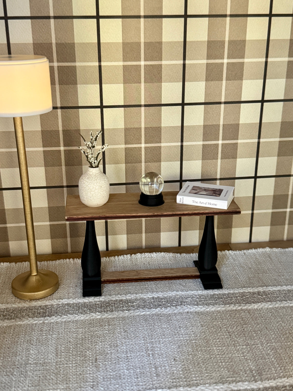 1:12 Scale Miniature Wood Console Table – Dollhouse Farmhouse Entryway Furniture