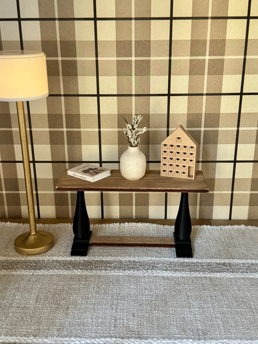 1:12 scale miniature wood console table, dollhouse farmhouse entryway furniture