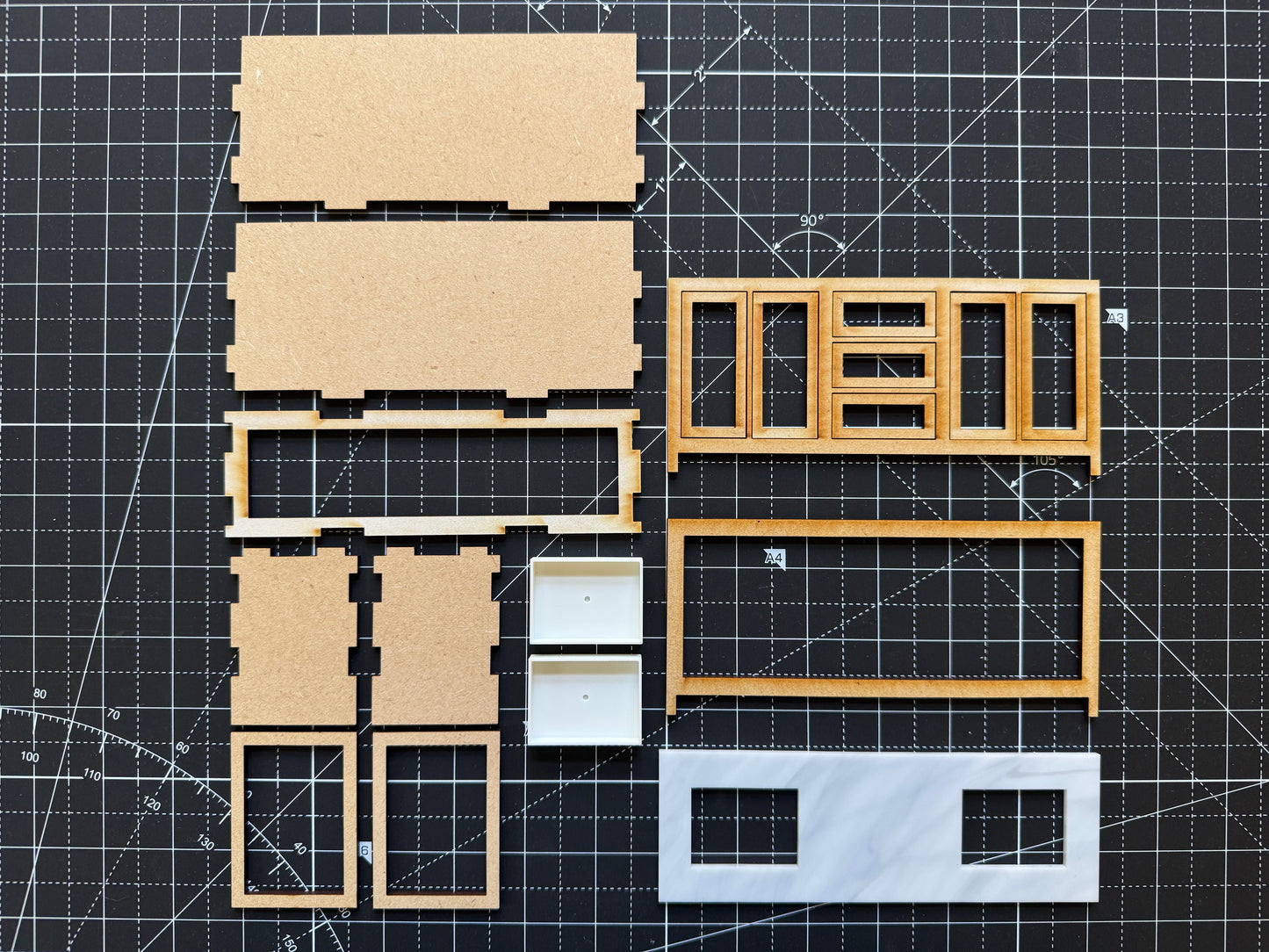 DIY Kit 6" Bathroom Cabinet Miniature in 1:12 scale | Sink and Acrylic Counter
