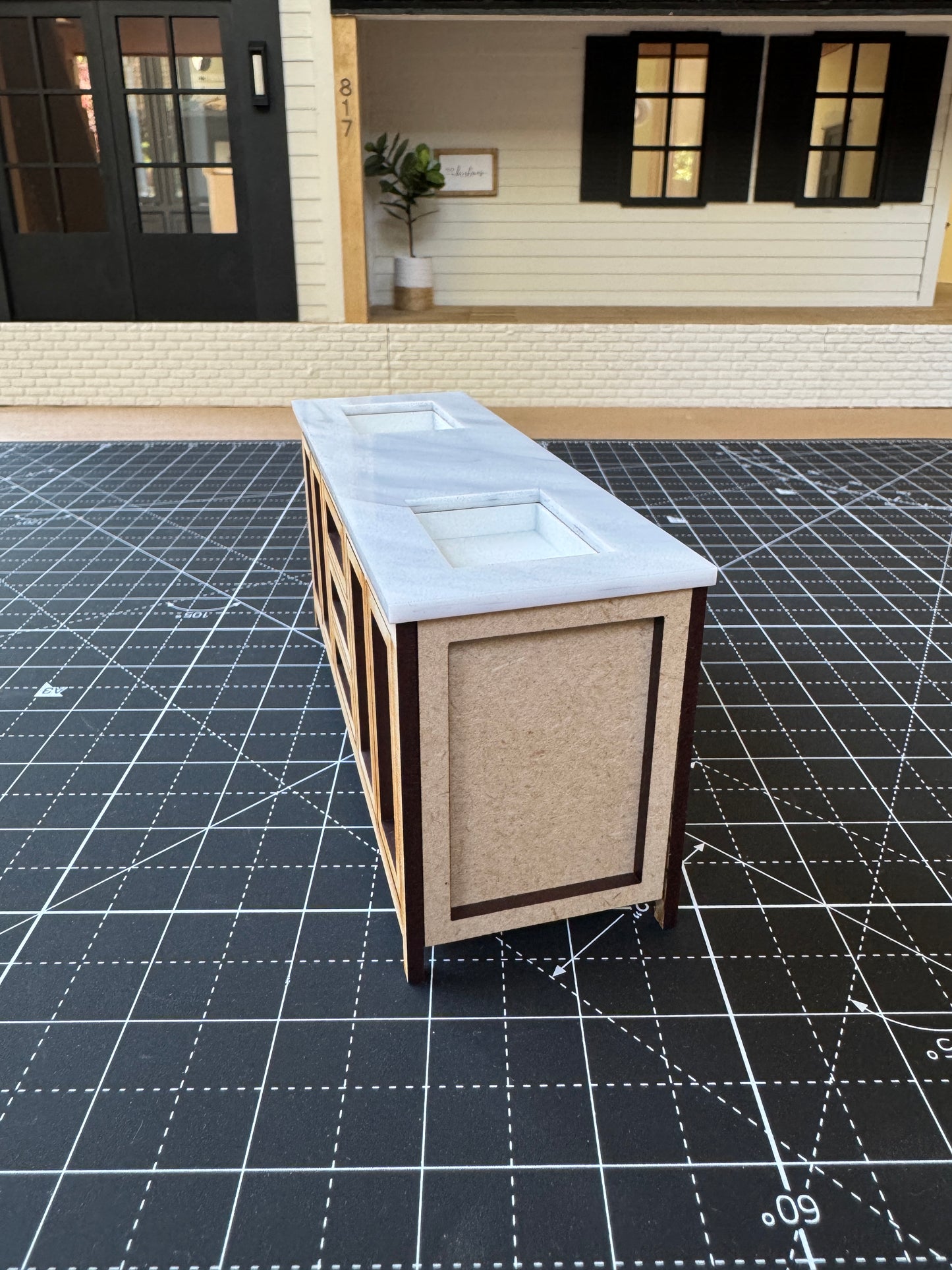 DIY Kit 6" Bathroom Cabinet Miniature in 1:12 scale | Sink and Acrylic Counter