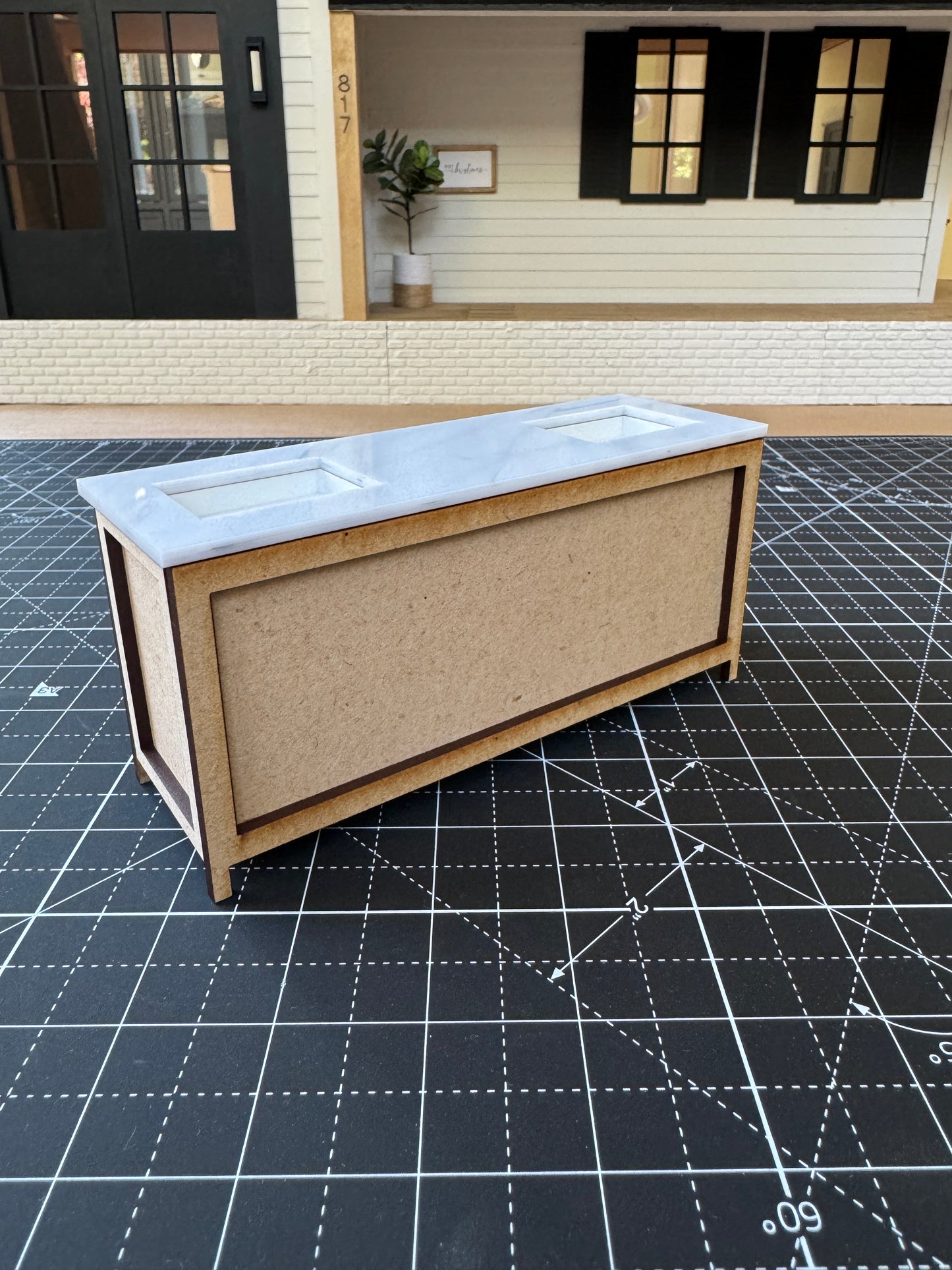 DIY Kit 6" Bathroom Cabinet Miniature in 1:12 scale | Sink and Acrylic Counter