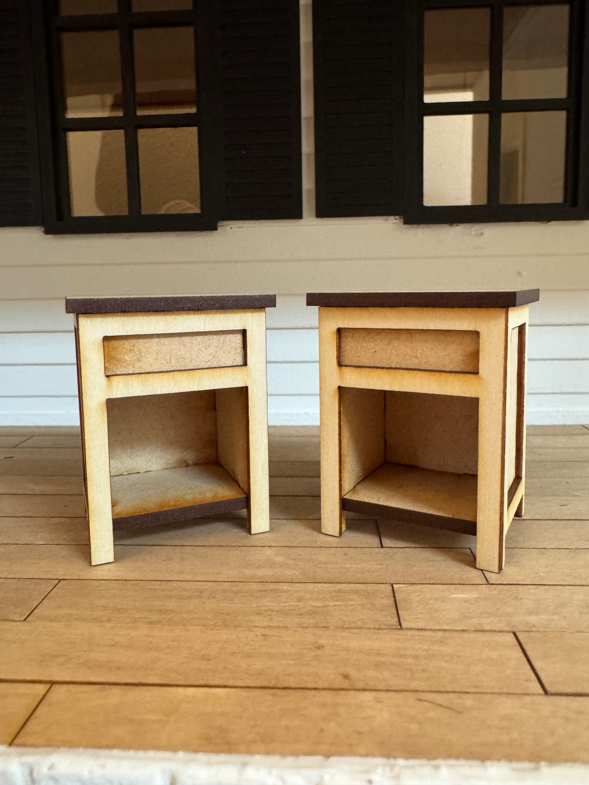 Miniature nightstand end table DIY kit, 1:12 scale