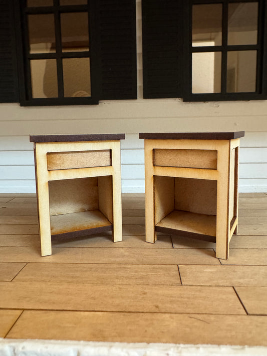 Miniature nightstand end table DIY kit, 1:12 scale
