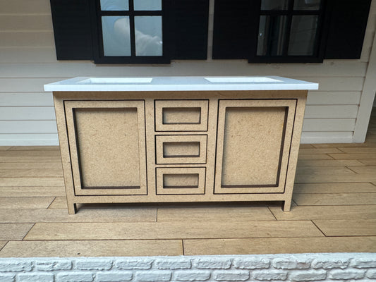 DIY kit 5 inch bathroom cabinet miniature, 1:12 scale with sink and acrylic counter