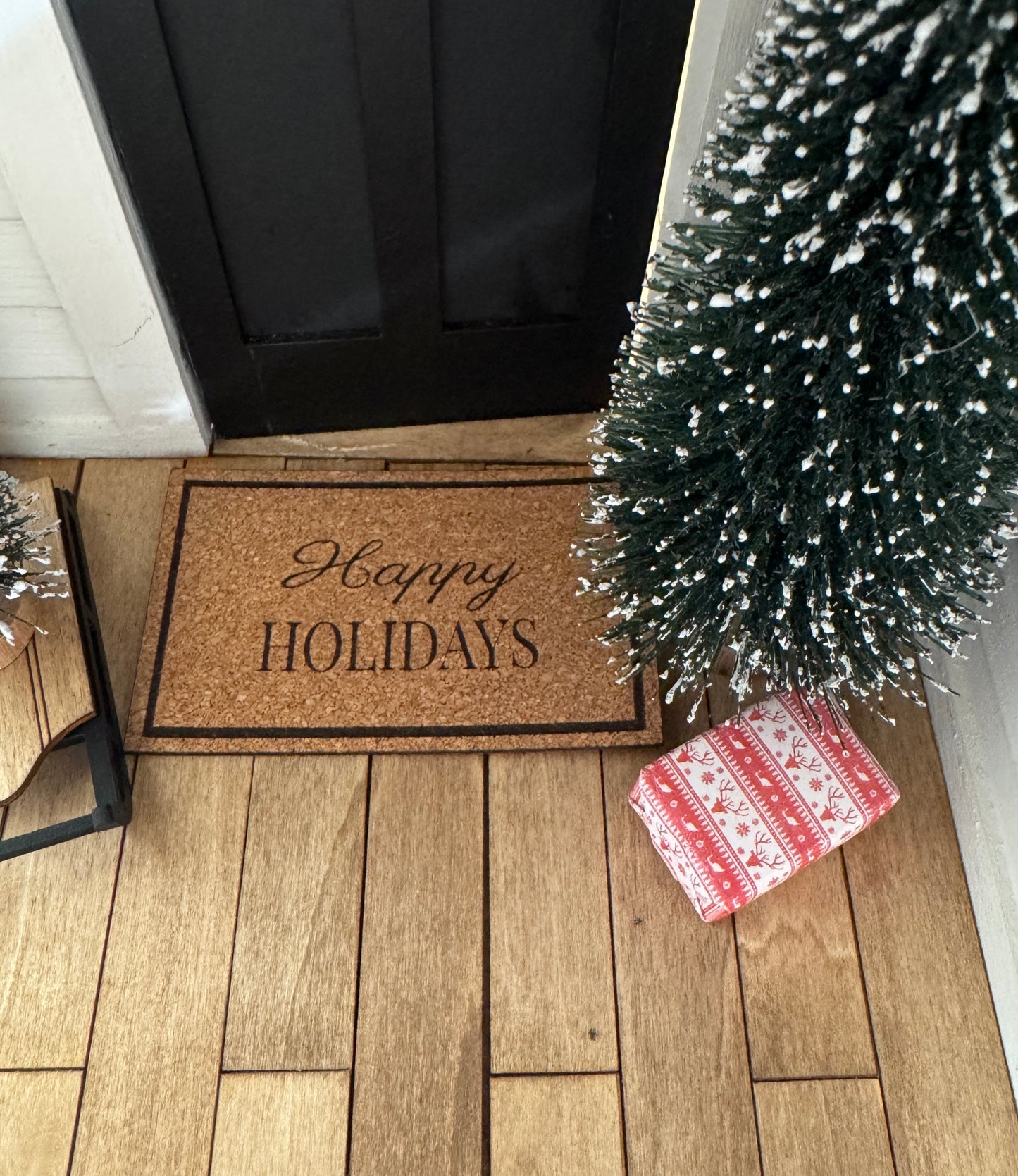 Miniature "Happy Holidays" Front Door Mat