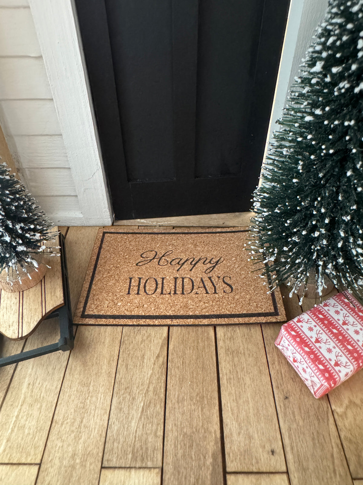 Miniature "Happy Holidays" Front Door Mat