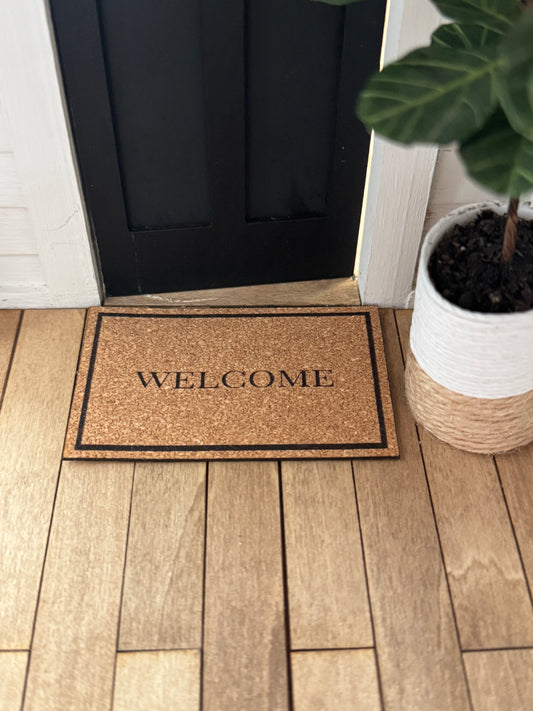 Miniature "Welcome" front door mat for dollhouse