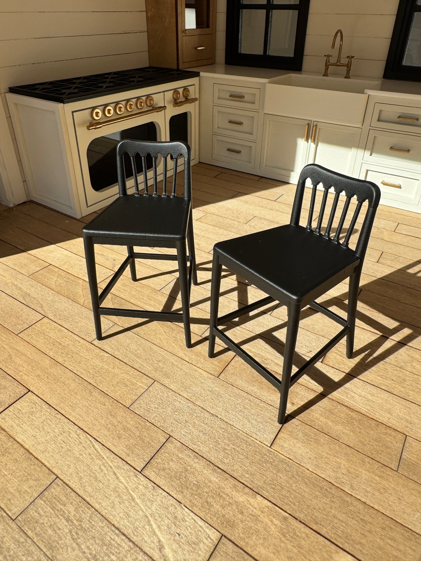1:12 Scale Miniature Counter Stool Chairs - Dollhouse Kitchen Furniture