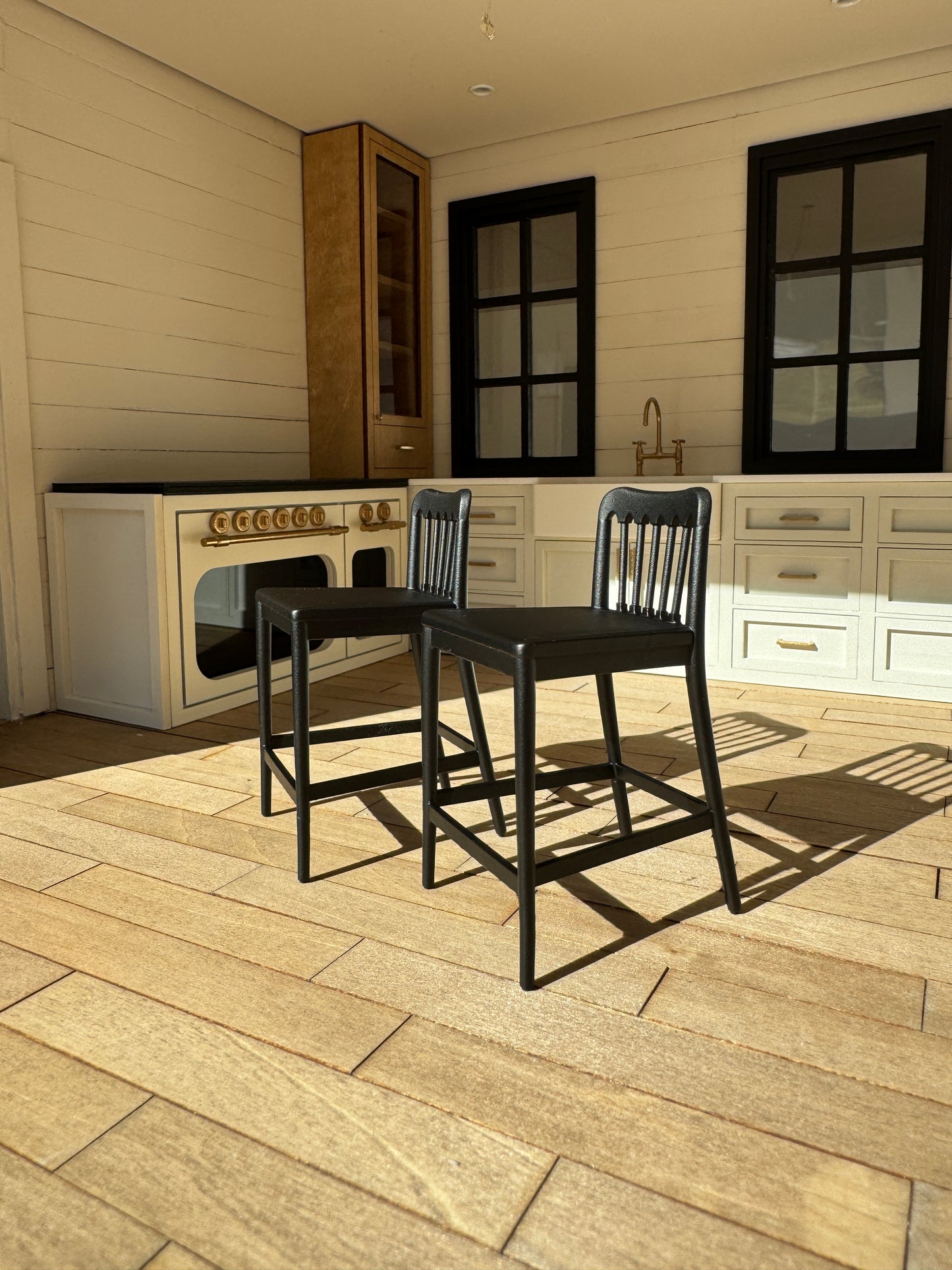 1:12 Scale Miniature Counter Stool Chairs - Dollhouse Kitchen Furniture