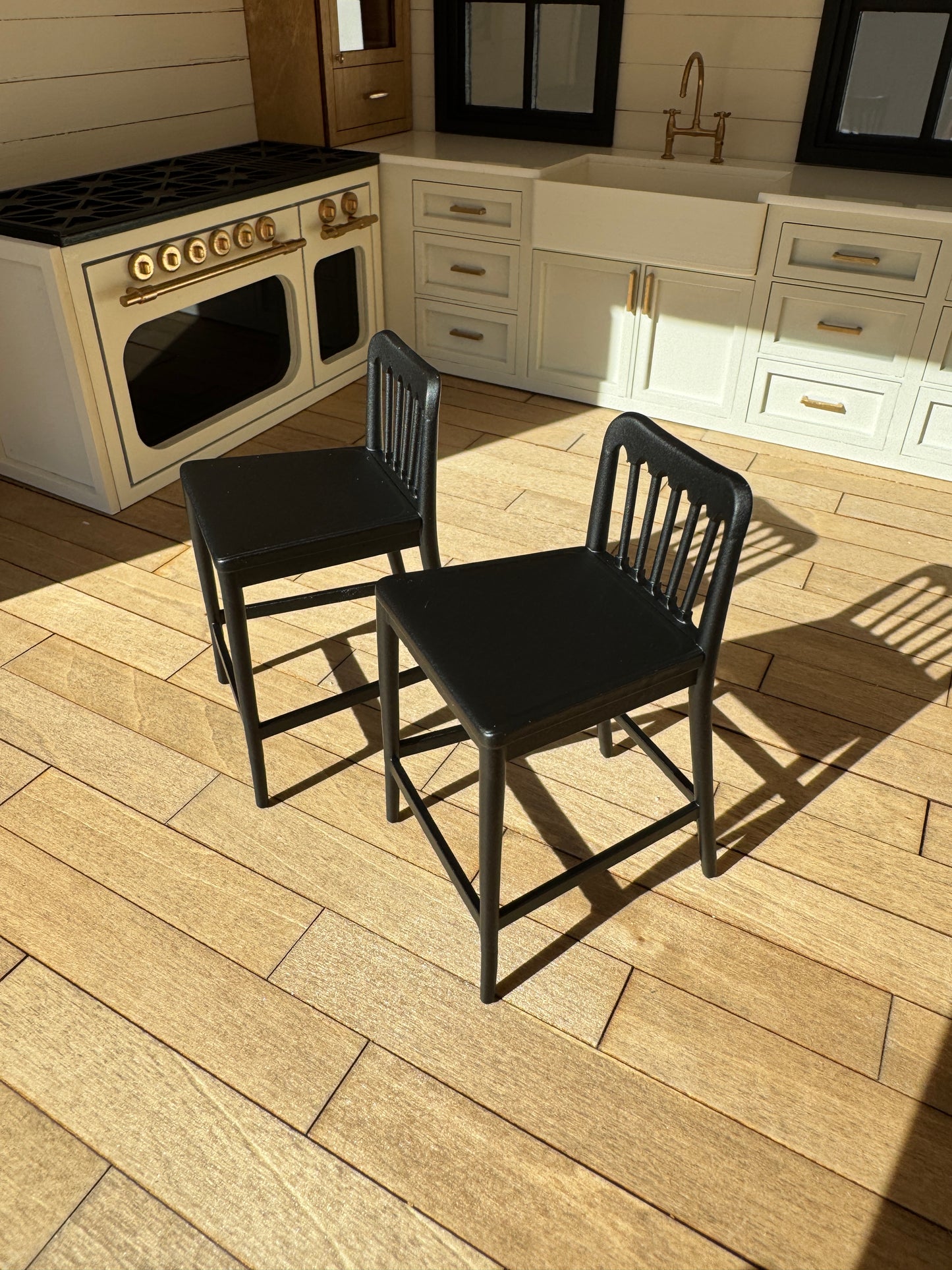 1:12 Scale Miniature Counter Stool Chairs - Dollhouse Kitchen Furniture