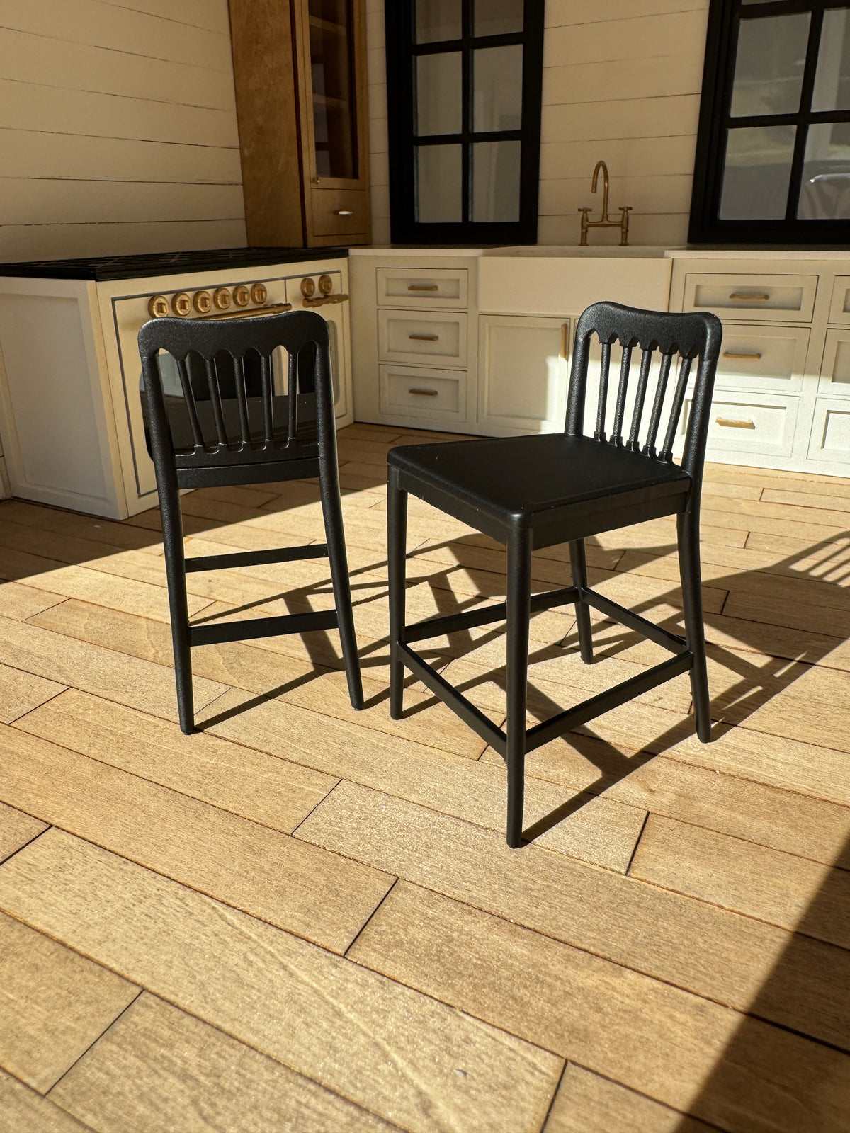 1:12 Scale Miniature Counter Stool Chairs - Dollhouse Kitchen Furniture