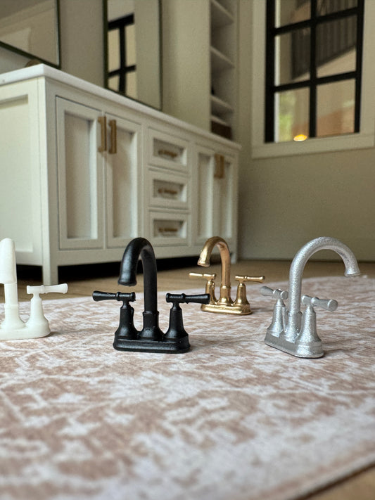 1:12 scale miniature bridge bathroom faucet, resin dollhouse vanity fixture