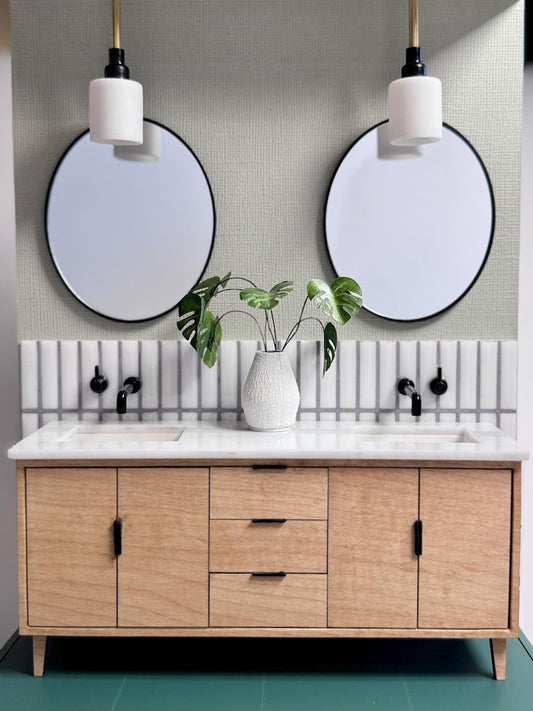 Oval dollhouse mirror, 1:12 scale miniature bathroom vanity mirror