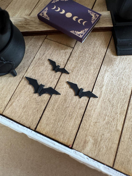 Dollhouse bat wall decor set of 15, 1:12 scale miniature Halloween bats